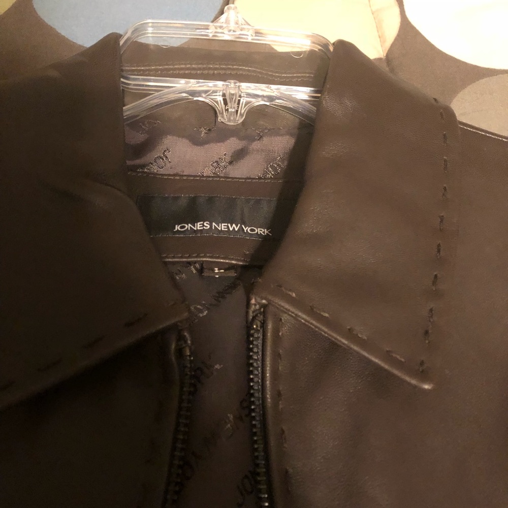 Large Jones New York Leather Coat